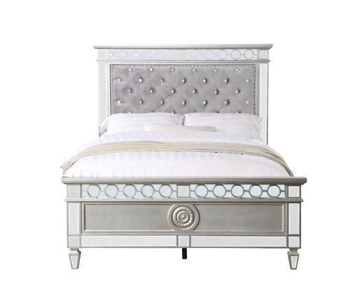 Varian Gray Velvet, Silver & Mirrored Finish Full Bed Model BD01411F By ACME Furniture