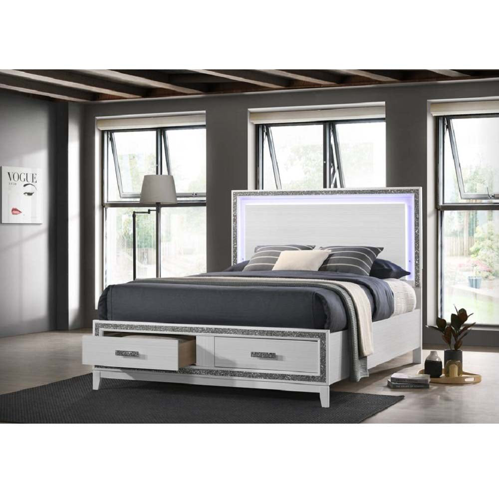ACME Haiden LED & White Finish Haiden Queen Bed Model BD01425Q