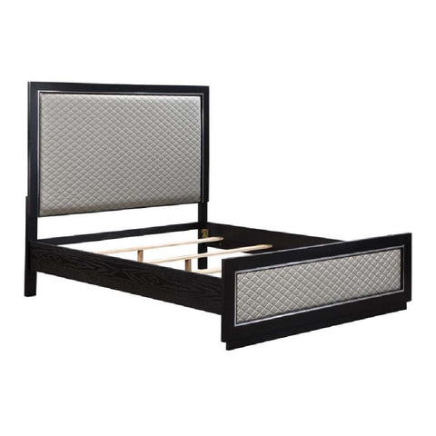 ACME Nicola Silver PU & Black Finish Nicola Eastern King Bed Model BD01426EK