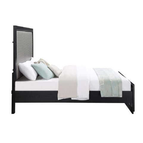 ACME Nicola Silver PU & Black Finish Nicola Eastern King Bed Model BD01426EK