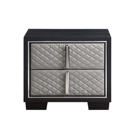 ACME Nicola Silver PU & Black Finish Nicola Nightstand Model BD01428