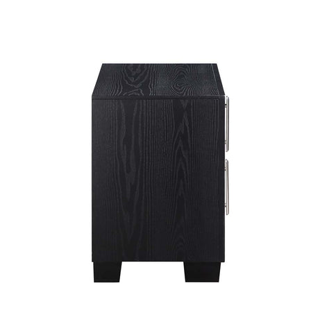 ACME Nicola Silver PU & Black Finish Nicola Nightstand Model BD01428