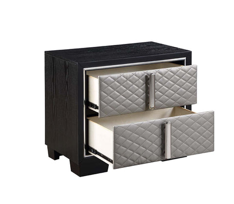 ACME Nicola Silver PU & Black Finish Nicola Nightstand Model BD01428