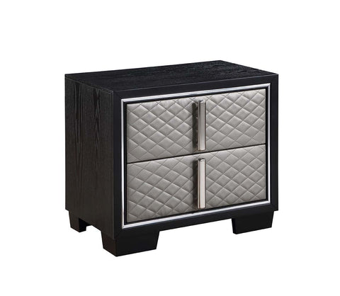 ACME Nicola Silver PU & Black Finish Nicola Nightstand Model BD01428