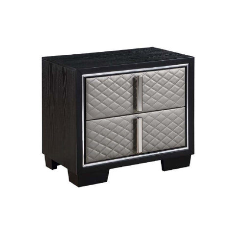 ACME Nicola Silver PU & Black Finish Nicola Nightstand Model BD01428