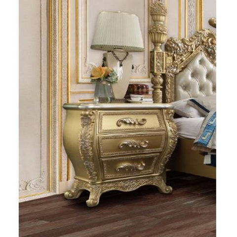 ACME Cabriole Gold Finish Cabriole Nightstand Model BD01464