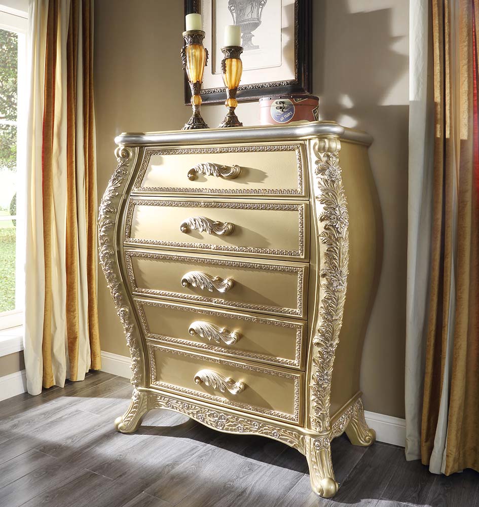 ACME Cabriole Gold Finish Cabriole Chest Model BD01467
