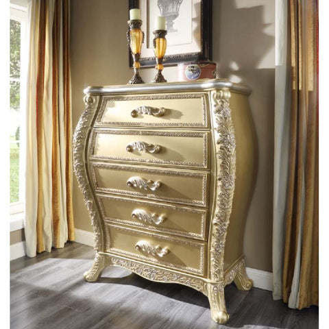 ACME Cabriole Gold Finish Cabriole Chest Model BD01467