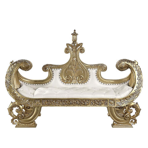 ACME Bernadette White PU & Gold Finish Bernadette Bench Model BD01480