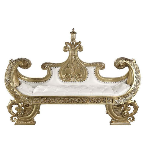 ACME Bernadette White PU & Gold Finish Bernadette Bench Model BD01480