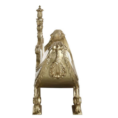 ACME Bernadette White PU & Gold Finish Bernadette Bench Model BD01480