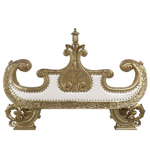 ACME Bernadette White PU & Gold Finish Bernadette Bench Model BD01480