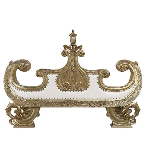 ACME Bernadette White PU & Gold Finish Bernadette Bench Model BD01480
