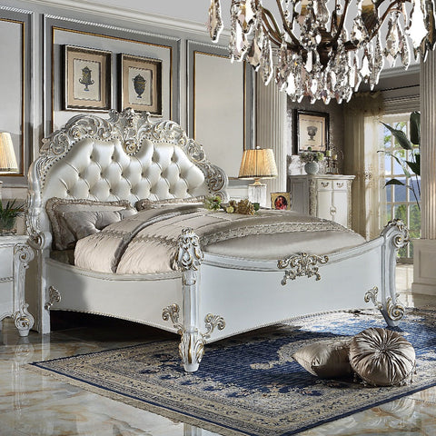 ACME Vendome PU & Antique Pearl Finish Vendome California King Bed Model BD01504CK
