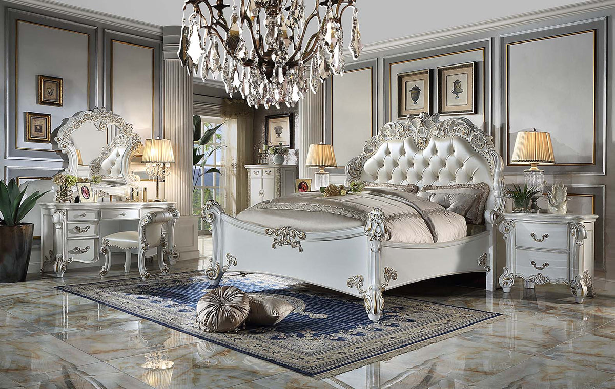 ACME Vendome PU & Antique Pearl Finish Vendome Queen Bed Model BD01506Q