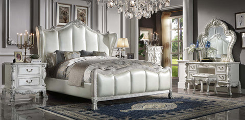 ACME Dresden PU & Bone White Finish Dresden  Queen Bed  Model BD01674Q