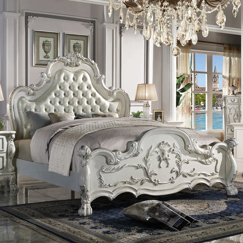ACME Dresden PU & Bone White Finish Dresden  California King Bed Model BD01680CK