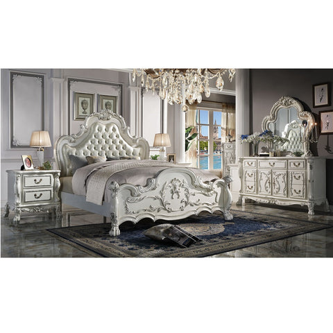 ACME Dresden PU & Bone White Finish Dresden  California King Bed Model BD01680CK