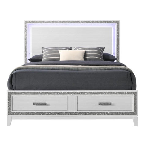 ACME Haiden LED & White Finish Haiden Eastern King Bed Model BD01742EK