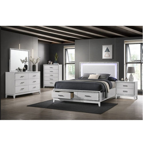 ACME Haiden LED & White Finish Haiden Eastern King Bed Model BD01742EK
