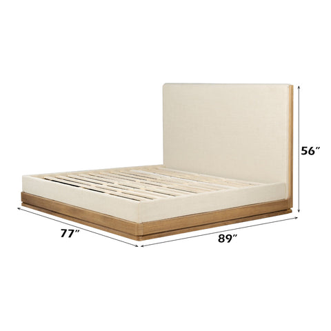 ACME Zoey Beige Fabric Oak EK Bed Model BD04851EK