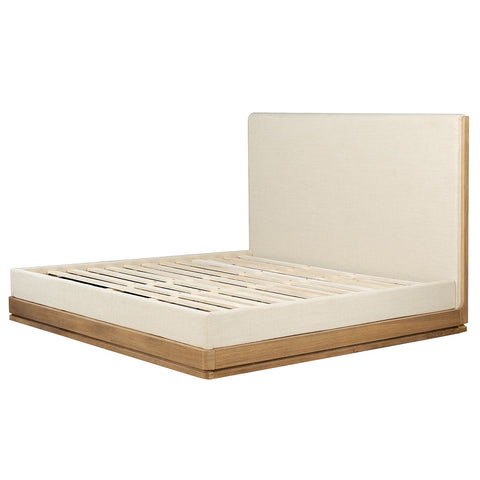 ACME Zoey Beige Fabric Oak Queen Bed Model BD04852Q