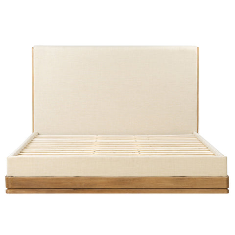 ACME Zoey Beige Fabric Oak Queen Bed Model BD04852Q