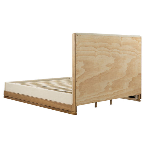 ACME Zoey Beige Fabric Oak Queen Bed Model BD04852Q