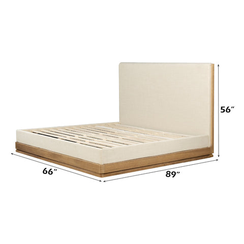 ACME Zoey Beige Fabric Oak Queen Bed Model BD04852Q