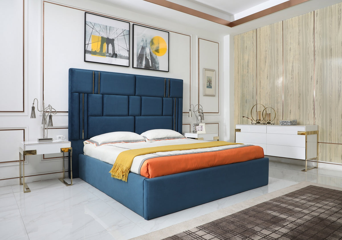 Modrest Adonis Modern Blue Fabric Bed Model VGVCBD096-19