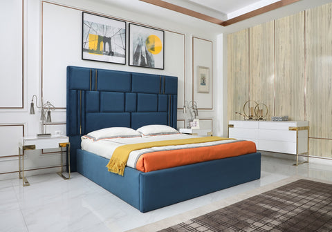 Modrest Adonis Modern Blue Fabric Bed Model VGVCBD096-19