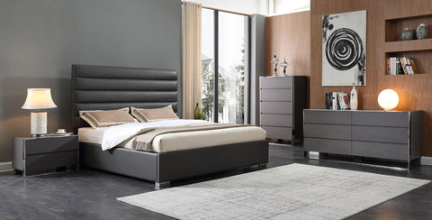 Eastern King Modrest Lucy Modern Grey Leatherette Bed Model VGVCBD1708-GRYPU-EK
