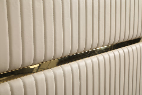 Modrest Sterling Modern Beige Bonded Leather & Gold Bed Model VGVCBD1901-BGE