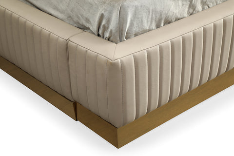 Modrest Sterling Modern Beige Bonded Leather & Gold Bed Model VGVCBD1901-BGE