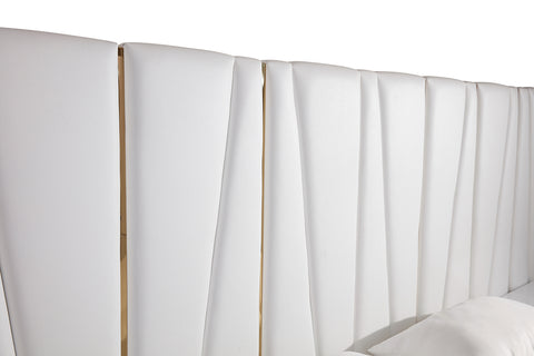 Modrest Nixa Modern White Bonded Leather & Gold Bed Model VGVCBD1909-WHT