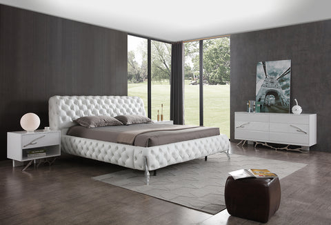 Queen Modrest Legend Modern White Bonded Leather Bed Model VGVCBD8111-WHT-Q