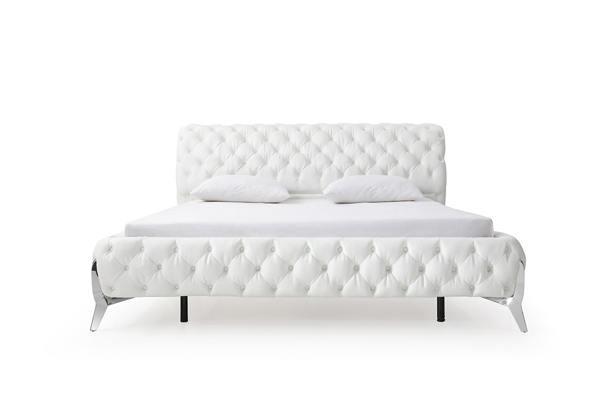 Eastern King Modrest Legend Modern White Bonded Leather Bed Model VGVCBD8111-WHT-EK