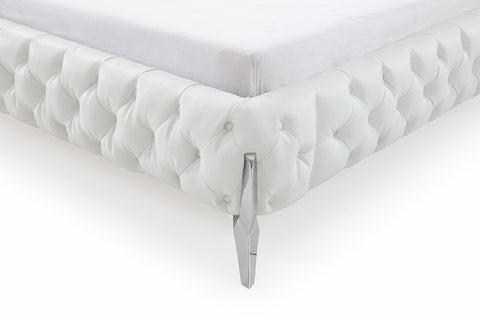 Queen Modrest Legend Modern White Bonded Leather Bed Model VGVCBD8111-WHT-Q