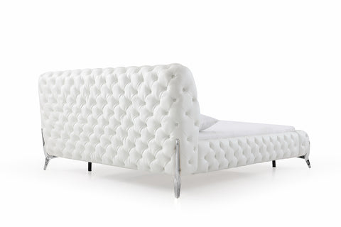 Queen Modrest Legend Modern White Bonded Leather Bed Model VGVCBD8111-WHT-Q