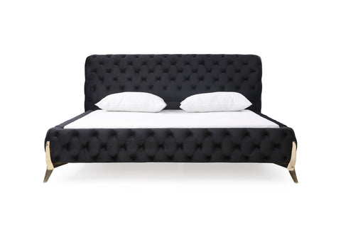 Modrest Legend Modern Black Velvet & Gold Bed Model VGVCBD8111-BLKGLD