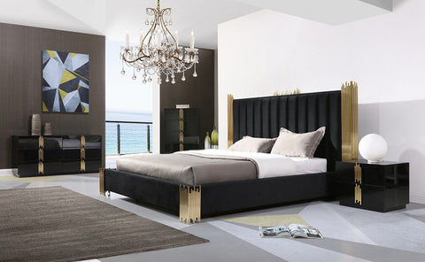 Modrest Token Modern Black & Gold Bedroom Set Model VGVCBD815-SET