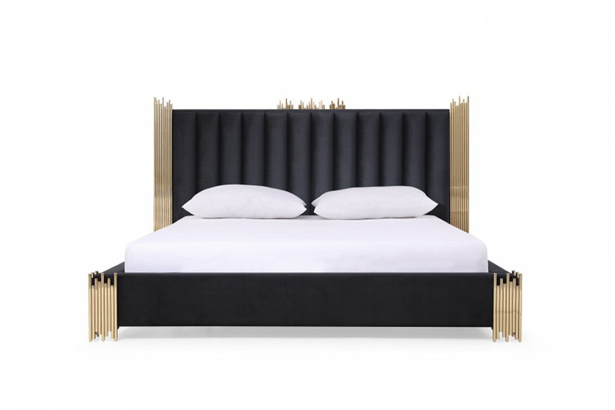 Modrest Token Modern Black & Gold Bed Model VGVCBD815-BED