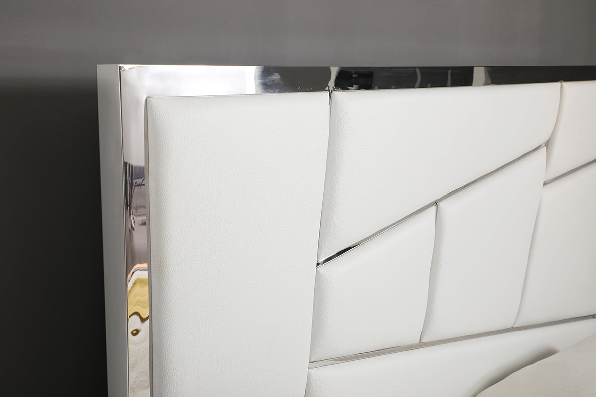 Modrest Chrysler Modern White Bonded Leather Bed Model VGVCBD8978-WHT