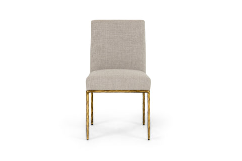 Modrest Beasley Modern Beige Linen & Brass Dining Chair Model VGMY-3756-BGE