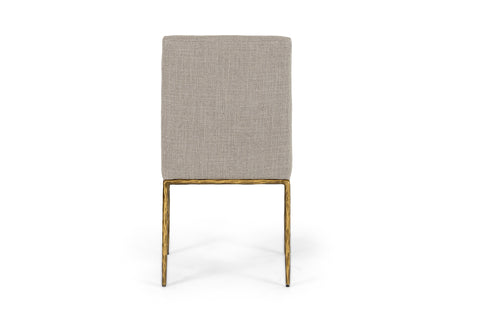 Modrest Beasley Modern Beige Linen & Brass Dining Chair Model VGMY-3756-BGE