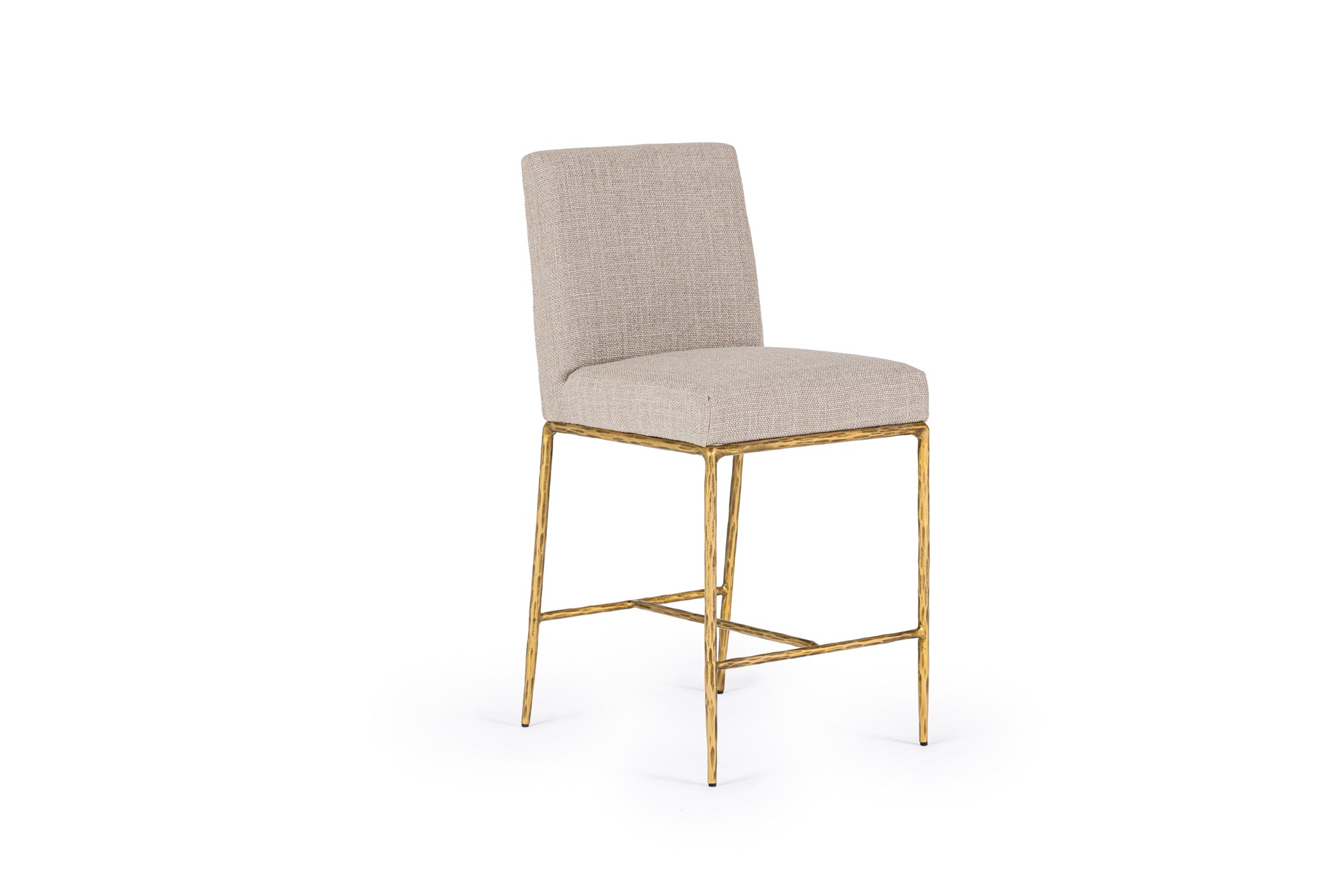 Modrest Beasley Modern Beige Linen & Brass Counter Chair Model VGMY-3756-26-BGE