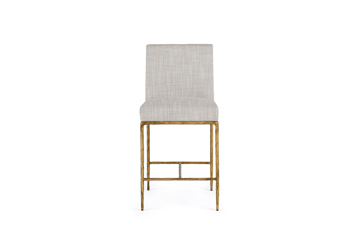Modrest Beasley Modern Off White Linen & Brass Counter Chair Model VGMY-3756-26-WHT