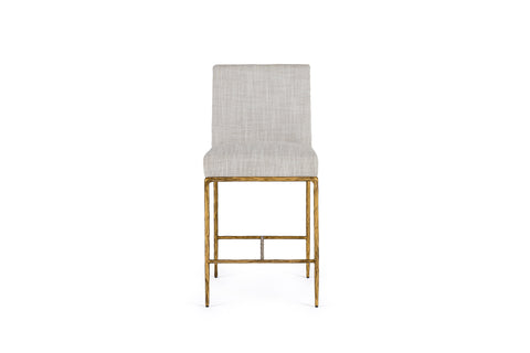 Modrest Beasley Modern Off White Linen & Brass Counter Chair Model VGMY-3756-26-WHT