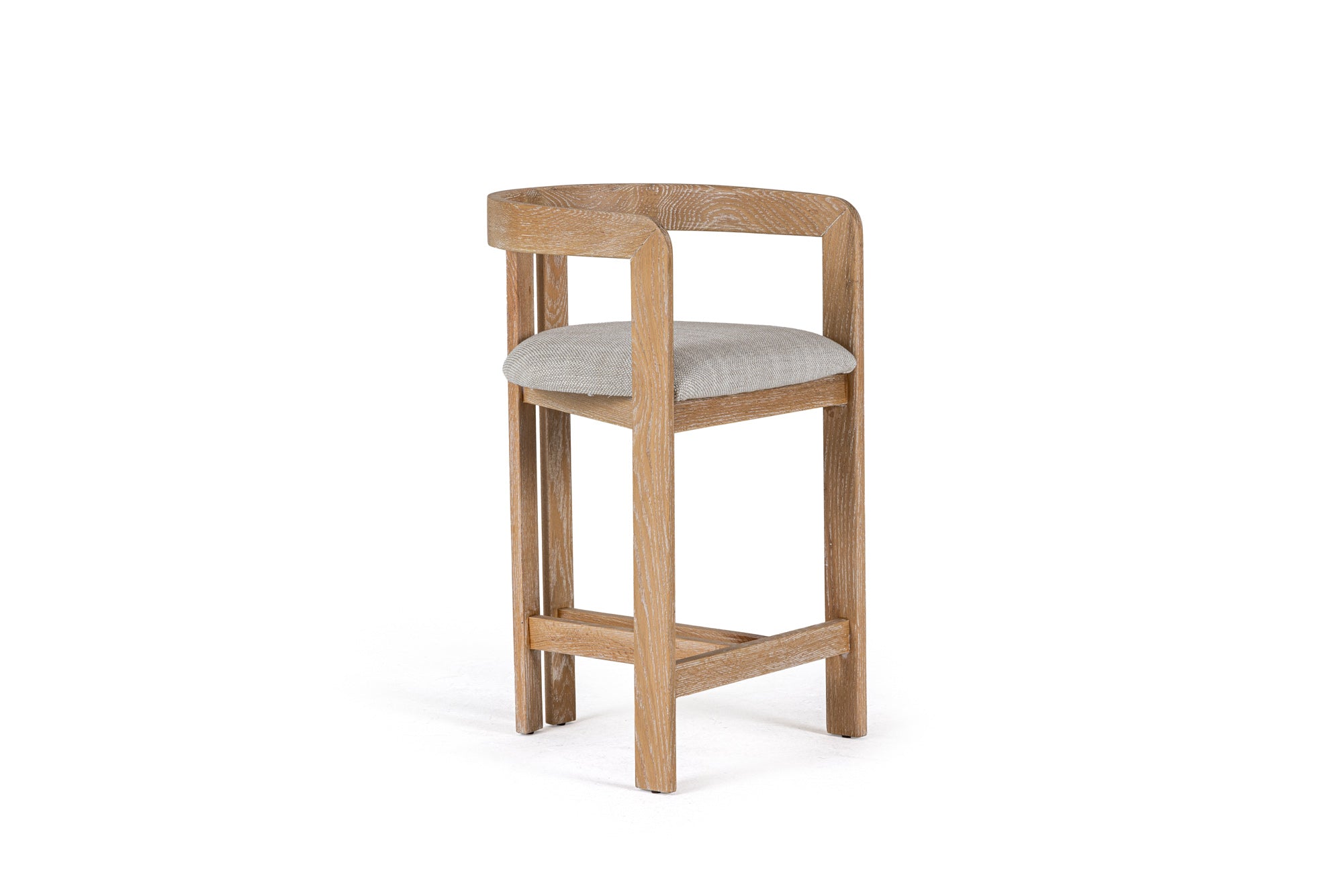 Modrest Belton Modern Off White Fabric & White Wash Oak Counter Chair Model VGMY-3719-26-OFFWHT