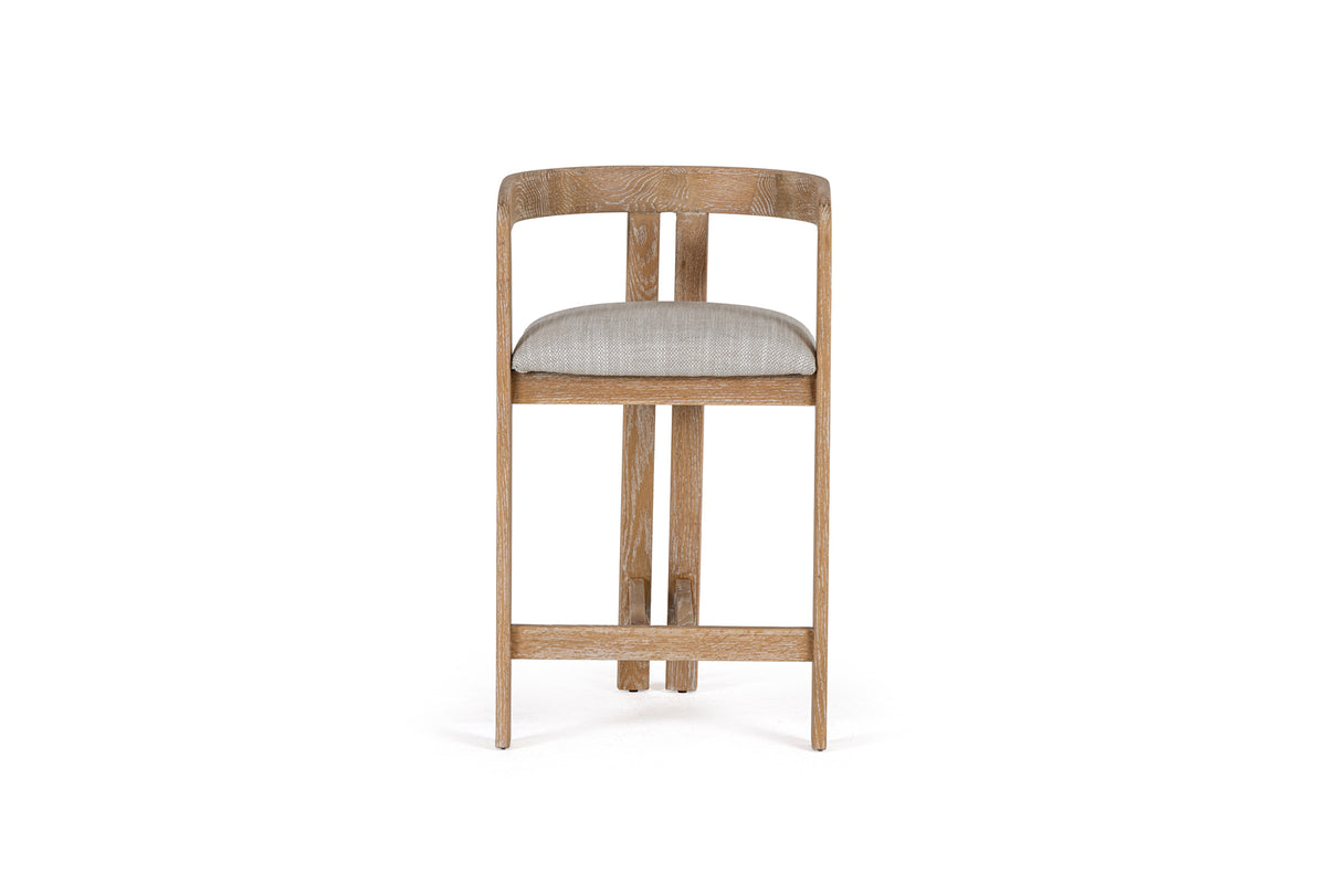 Modrest Belton Modern Off White Fabric & White Wash Oak Counter Chair Model VGMY-3719-26-OFFWHT